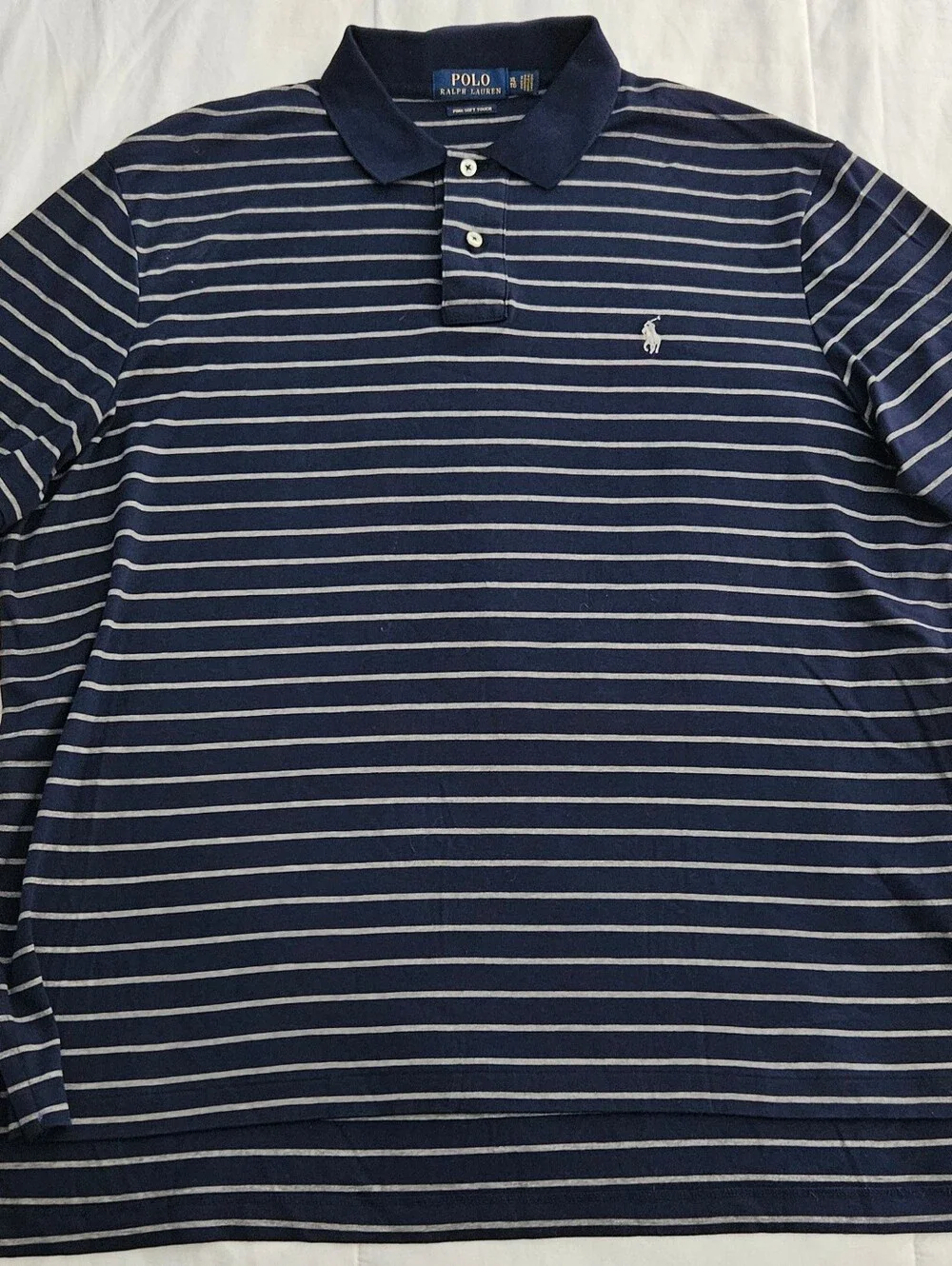 Polo by Ralph Lauren Navy Polo with Light Gray Stripes